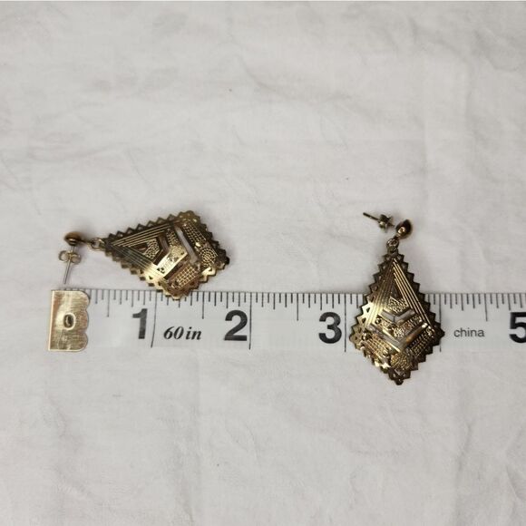 Vintage Brass Filigree Earrings - Picture 4 of 6